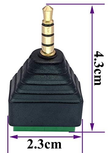 4 Pole 3.5mm Screw Terminal 3.5mm (1/8) Stereo TRRS Audio Male to AV 4 Pin Female Screw Terminal Double Track Headphone Balun Solderless Converter Adapter(5 Pack/Male) - color: Male