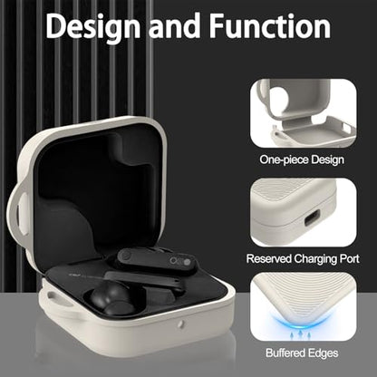 for CMF Buds 2 Plus/CMF Buds 2 / CMF Buds Pro 2 Case Cover, Soft Silicone Protective Earbuds Case, Headphones Case with Carabiner Accessories Set(White) - color: White
