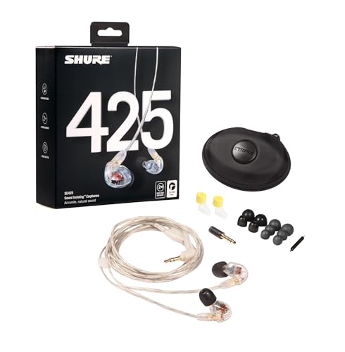 Shure SE425 PRO Wired Earbuds - Professional Sound Isolating Earphones with Detailed Sound, Dual-Driver Hybrid, Secure in-Ear Fit, Detachable Cable, Durable Quality, Clear | Professional Sound Isolating Earphones with Detailed Sound, Dual-Driver Hybrid, S
