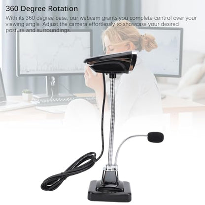 CCYLEZ USB Webcam, 360 Degree Adjustable Focusing HD 640x480 Resolution with Noise Canceling Microphone, Plug and Play Computer Camera for Video Conferencing Online Learning