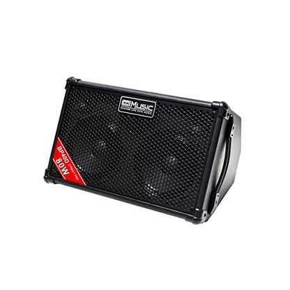 Coolmusic BP40D Powered Acoustic Guitar Amplifier- Portable Bluetooth Speaker 80W W/Battery with Reverb Chorus Delay Effect, 6 Inputs,3 Band EQ, Black - color: Black