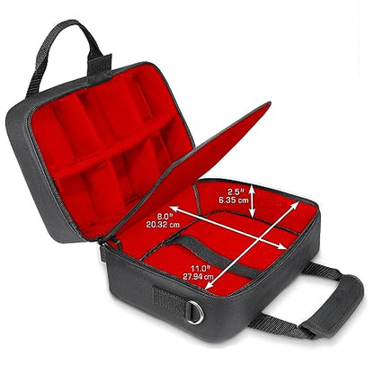 USA Gear Audio Interface Case Fits Zoom PodTrak P4, PodTrak P2, Focusrite Vocaster One, PreSonus Revelator io44 & more Podcast Interfaces - Padded Customizable Interior, Shoulder Strap (Red) - color: Red