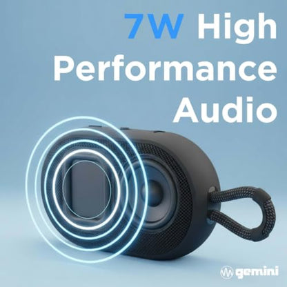 Gemini Mini Bluetooth Speaker, Waterproof, Clip-On, 12-Hr Play (BeatOrb) | IPX7 waterproof mini speaker, clip-on - 12 hr battery, USB-C - true wireless stereo - 0.44 lb, strap