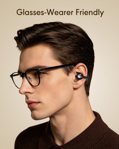 Open Ear Earbuds, Clip-On Wireless Headphones, Lightweight Secure Fit, 14mm Drivers Powerful Sound, 40H Playtime, Sweatproof Bluetooth 6.0 Glasses Friendly for Sports Running Workout Gift(Black)