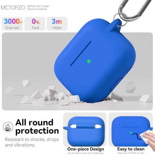 for AirPods Pro 3 Case 2025,Come with Cleaner Kit,Blue | Silicone Protective Cover for Airpod Pro 3rd Generation Case with Keychain,for Women Men,One-Piece Design,Shockproof - color: C-Blue