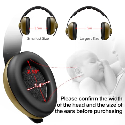 BBTKCARE Baby Headphones - Infant Ear Protection for Babies | Baby Earmuffs Noise Cancelling Headphones 3-36 Months - Army Green - color: Army Green