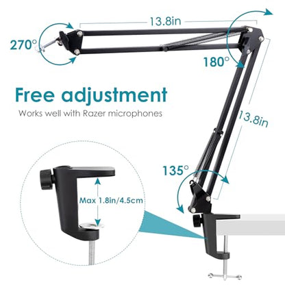 Mic Boom Arm for Razer Seiren V3 Mini Microphone - Adjustable Mic Arm Compatible with Razer Seiren V2 X, Seiren Mini and Seiren X, Mic Stand Great for Streaming, Gaming, Podcast by YOUSHARES - color: 01_Black Razer V2X