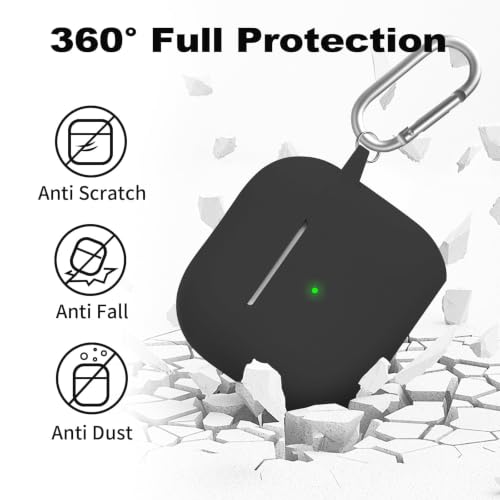 for AirPods 4th Case Cover, Soft Silicone Case with Cleaner Kit, Keychain, Full Protection for Men and Women, Compatible with AirPods 4th Generation (Black) - color: A4-Black