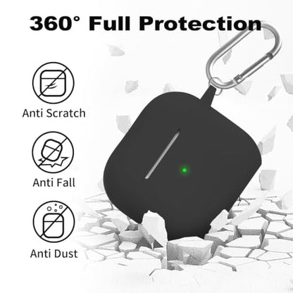 for AirPods 4th Case Cover, Soft Silicone Case with Cleaner Kit, Keychain, Full Protection for Men and Women, Compatible with AirPods 4th Generation (Black) - color: A4-Black