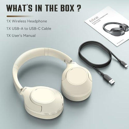 FIFINE X3W Bluetooth Wireless Headphones with Mic, Active Noise Canceling | Up to 65H Playtime, 3 Mode Options, Soft Earpad, Touch Control Panel, Transparency Mode, for Music, Phone Calls, Sport Travel - color: White