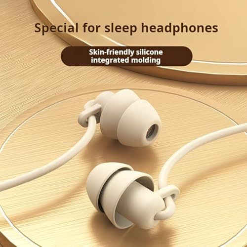 Soft Silicone Wired Sleep Earbuds, 3.5mm Jack Noise Isolating in-Ear Headphones, Comfort Side Sleeping Earphones (Beige) - color: Beige