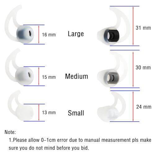 Silicone Earbud Replacement Tips Earbud Covers Compatible with Bose SoundSport Freestyle IE2 IE3 Headphone Ear Tips Rubber Tips 3 Pairs S M L - size: SML