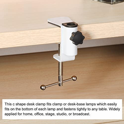 PATIKIL 0.47" Hole Dia. Desk Clamp, 2 Pcs Aluminum Alloy Bracket Universal Adjustable C-Clamp Mount Holder for Microphone Mic Arm Table Lamp Stand, White - color: White