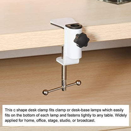 PATIKIL 0.47" Hole Dia. Desk Clamp, 2 Pcs Aluminum Alloy Bracket Universal Adjustable C-Clamp Mount Holder for Microphone Mic Arm Table Lamp Stand, White - color: White