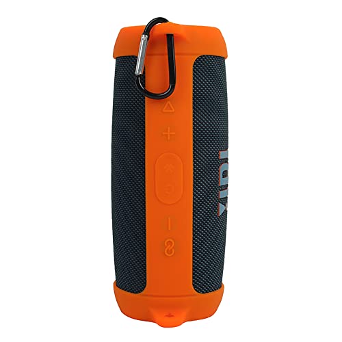 JB charge 5 Bluetooth Speaker Silicone protecitve Case protable, JB charge 5 Travel Carrying Case with Shoulder Strap and Carabiner (Orange) - color: Orange