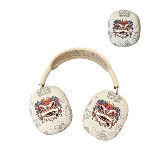 Case Compatible with AirPods Max Headphones, Cute Anime Lion Soft TPU Anti-Scratch Protective Ear Cup Covers Headphone Cases for Woman Kids Man - color: White Lion
