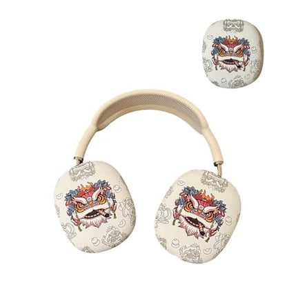 Case Compatible with AirPods Max Headphones, Cute Anime Lion Soft TPU Anti-Scratch Protective Ear Cup Covers Headphone Cases for Woman Kids Man - color: White Lion