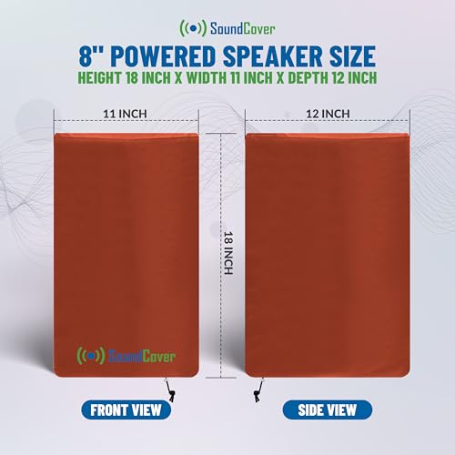 8-Inch PA/DJ Speaker Cover – Brown 420D Polyester with Silver UV50 Coating – Water-Resistant, Protective Bag for Stand-Mounted Powered Speakers – Lightweight, Open-Bottom Design (Single Cover) - size: 8 Inch Single Cover