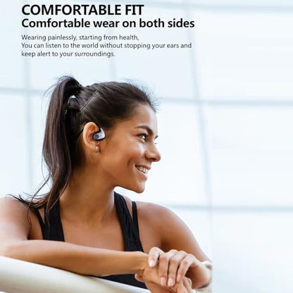 IHAO Air Conduction Wireless Bluetooth Headphones-Open-Ear Design Lightweight & Pain-Free Sweatproof Sport Headphones with Mic Earphone Ideal for Running Cycling and Sports-F805 Black - color: F805 Black