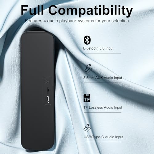 Computer Speakers for Desktop PC,Rechargeable Bluetooth Speaker,Small Computer Soundbar with Stereo & Bass,3.5mm Aux-in,TF Port,Loud Volume for Web Conferences,Teacher,Music (Black) - color: Black