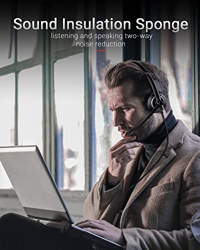awatrue Wired Headset with Microphone for PC Laptop - 3.5mm Jack On Ear Headphones with Noise Cancelling Microphone for Boom Skype Webinars, in-line Control,Comfortable - color: Black, style: 3.5mm computer headset
