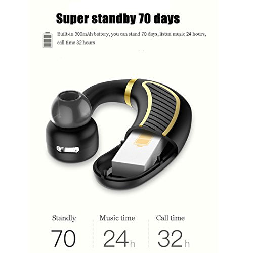 Bluetooth Headset,Wireless Bluetooth 4.1 Business Headphone Earphone Super Long Standby Earpiece with Mic,Sweatproof,Noise Reduction,Mute Switch for Cell Phone, Skype, Truck Driver,Office,Sport