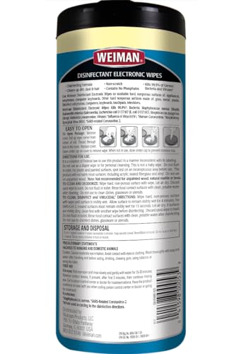 Weiman Disinfecting Electronic Cleaning Wipes For Keyboards, Tablets, E-readers, Smart Phones, Netbooks, and Touchscreens (30 Wipes)