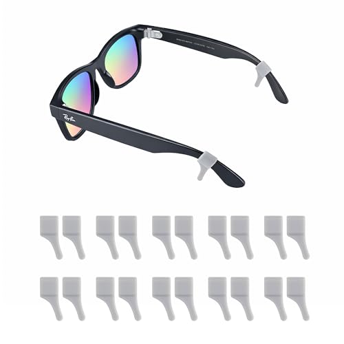 Glasses Ear Grips for Rayban Meta & Thick Temples - Anti-Slip Silicone Eye Glasses Ear Grippers, Eyeglass Grip Sleeve Retainer, Sunglass Holders Cushions Hooks, Accessories - 10 Pairs Grey - color: 10 Pairs Grey