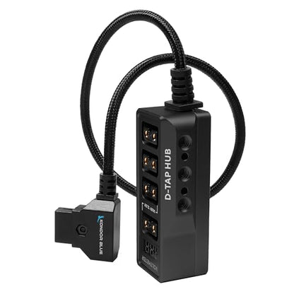 KONDOR BLUE | 12V D-Tap Power Hub Splitter with Voltmeter, 4 Way | 1/4-20 Threads, ARRI Anti Twist Locating Points, Multi Hole Mounting, Power Distribution for Camera Rigs | Black - color: Raven Black