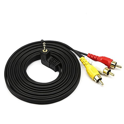 QiCheng&LYS 3.5 mm to RCA AV Camcorder Video Cable,3.5mm Male to 3RCA Male Plug Stereo Audio Video AUX Cable for Smartphones,MP3, Tablets,Speakers,Home Theater - 3.5mm Elbow 2.5m - size: 3.5mm Elbow 2.5m