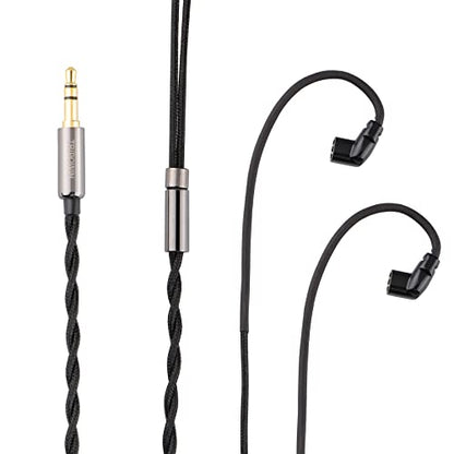 Linsoul Tripowin Zombur 4N OFC in Ear Monitor Cable, 3.5mm Plug, 1.25m | High Purity Oxygen Free Cable HiFi Wired IEM Cable, Cotton Yarn Outer Layer, for Musician Audiophile, w/o Mic, Recessed 2pin - size: Recessed 2-Pin, style: Without Mic