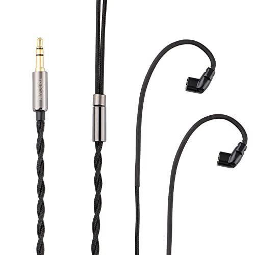 Linsoul Tripowin Zombur 4N OFC in Ear Monitor Cable, 3.5mm Plug, 1.25m | High Purity Oxygen Free Cable HiFi Wired IEM Cable, Cotton Yarn Outer Layer, for Musician Audiophile, w/o Mic, Recessed 2pin - size: Recessed 2-Pin, style: Without Mic