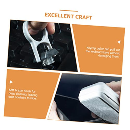 TOYANDONA 1Set Electronics Cleaning Kit Multipurpose Tool for Earphones Headphones and Keyboards with Soft Brush Keycap Puller and Cleaning Cloth Holder for Home and Office