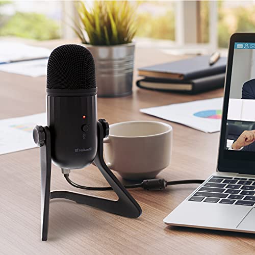 HX10 Podcast Mic - Condenser USB Microphone for Computer, Gaming, Recording, Streaming, More - Ear Buds, Mute Button, Volume Control Included