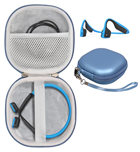 Bone Conduction Headphone Case for Aftershokz Aeropex, Trekz Air, Bluez 2, KSCAT, Sades, DIGICare, allmity, Shokz OpenRun Pro/Mini, OpenMove - color: Blue