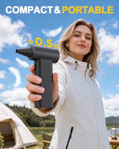 2-in-1 Compressed Air Duster & Car Vacuum Cordless Rechargeable - 160000RPM Electric Air Duster, Aluminum Mini Vacuum Keyboard Cleaner for PC, Computer, House, Outdoor & Car Detailing Supplies