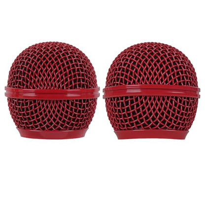 GEEKRIA for Creators Microphone Replacement Grille Compatible with Shure BETA 58A, SV100 Mic Head Cover, Microphone Ball Head Mesh Grill, Capsule Parts, Mic Replacement Parts (Red / 2 Pack) - color: Red