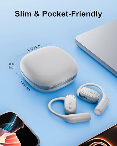 Open Ear Headphones,Bluetooth Wireless Earbuds with 2 Mics,Touch Control,ENC Noise Cancelling,HiFi Stereo Sound Sport Earbuds for Gym Cycling,Compatible with iPhone and Android(Beige) - color: Beige