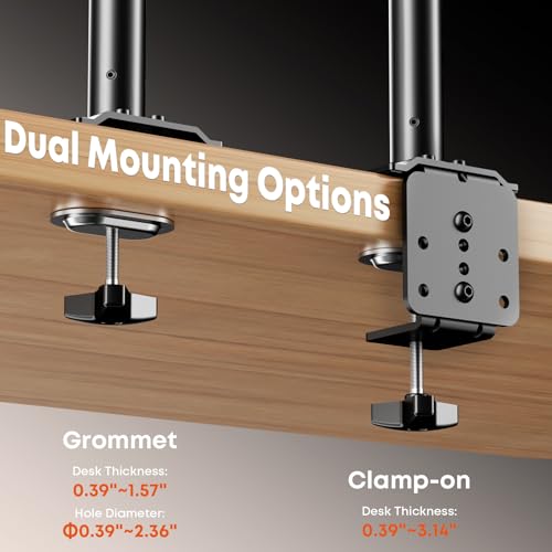 Quad Monitor Mount for 17-27 Inches - Fully Adjustable Heavy Duty 4 Monitor Arm Desk Mount, Max Load 22lbs per Screen, Clamp/Grommet, VESA 75/100 mm, Black - size: 27inch