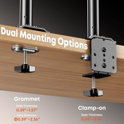 Quad Monitor Mount for 17-27 Inches - Fully Adjustable Heavy Duty 4 Monitor Arm Desk Mount, Max Load 22lbs per Screen, Clamp/Grommet, VESA 75/100 mm, Black - size: 27inch