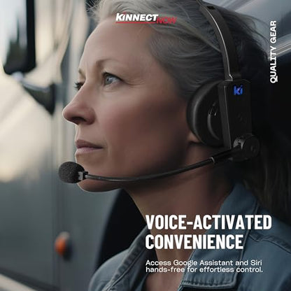 Kinnect Edge Bluetooth Wireless Headset with Microphone – Ideal for Remote Work, Long Battery Life, Noise-Canceling, Comfortable Fit, Compatible with iOS & Android