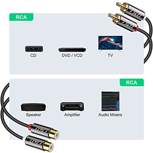J&D 2 RCA Extension Cable 3 Feet Bundle