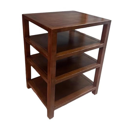 Audio Rack Tower, Shelf Organizer Rack Small, Media Stand, Rack Audio Tower Minimalistic Heavy Duty 25Kg Made of Solid Rubber Wood Brown 4 Sizes,Brown4 Layer - size: 4 layer