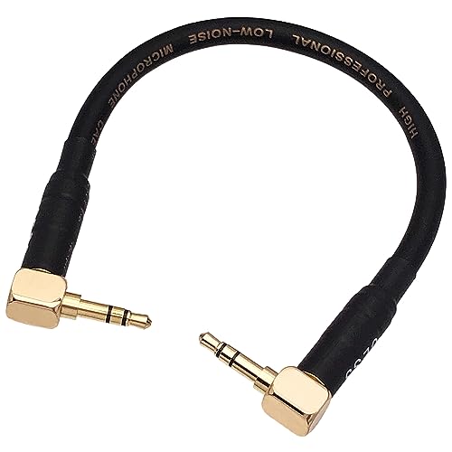 CNCESS Short Audiophile Audio Cable 3.5mm TRS, 6 Inches | Right Angle Male To Male