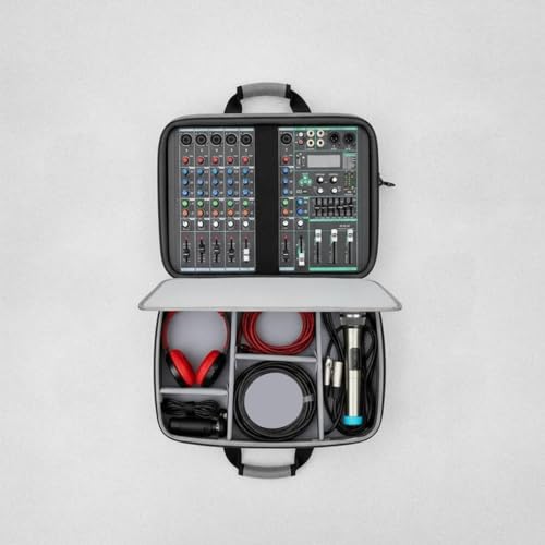 Qianly Audio Mixer Carrying Case Multiple Pockets Audio Equipment Storage Bag Customizable Interior Padded Mixer Case for Artists