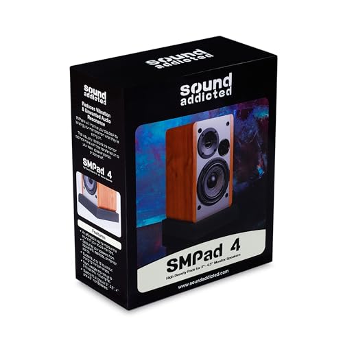 Studio Monitor Isolation Pads for 3-4.5 inches Small Speakers, Pair of 2 High Density Dampening Acoustic Stands Foam which Fits Most Bookshelf’s and Desktops | SMPad 4 - size: for 3''-4.5'' Speakers