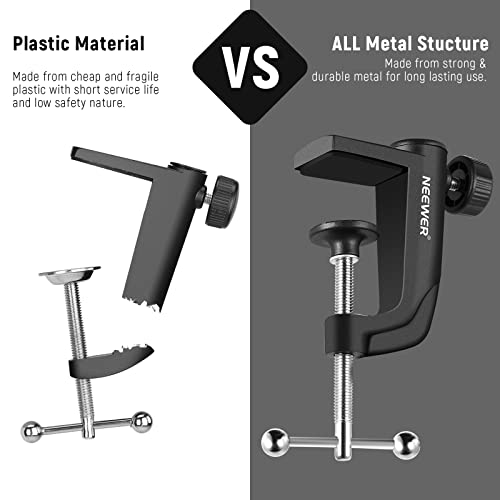 NEEWER Metal Table Mounting Clamp for Microphone Suspension Boom Arm Stand | For Mic Scissor Arm Holder, Adjustable Positioning Screw, Fits up to 1.9inch/5cm Desktop Thickness, Black