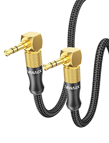 VANAUX 90 Degree Right Angle Aux Cable Male to Male 3.5mm Audio Cable Stereo Aux Cord Compatible with Laptop, Smartphone, Music Player,Tablets,Speakers (9.8feet/3m) - size: 9.8 ft