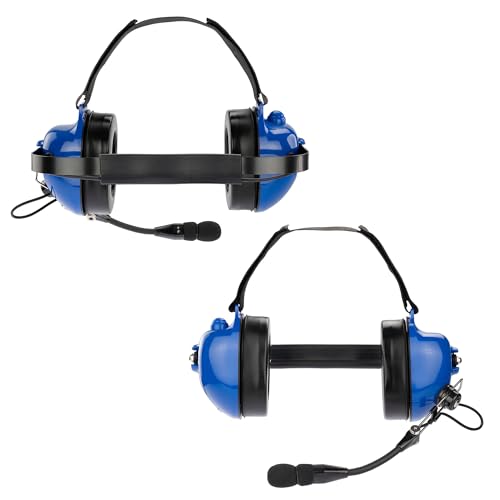 Arrowmax Racetrack Noise Cancelling Gel Pad Headset Compatible with Motorola R2 MOTOTRBO CP200D CP100D BPR40D CP200 DLR1020 DLR1060 (with Additional Dynamic Microphone) - color: Blue