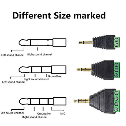 GELRHONR 3.5mm 4 Screw Terminal Adapter, 1/8 Inch 4 Pole Stereo TRRS Audio Plug Solderless Converter for Headphone Headset and Earphone（3-Pack）